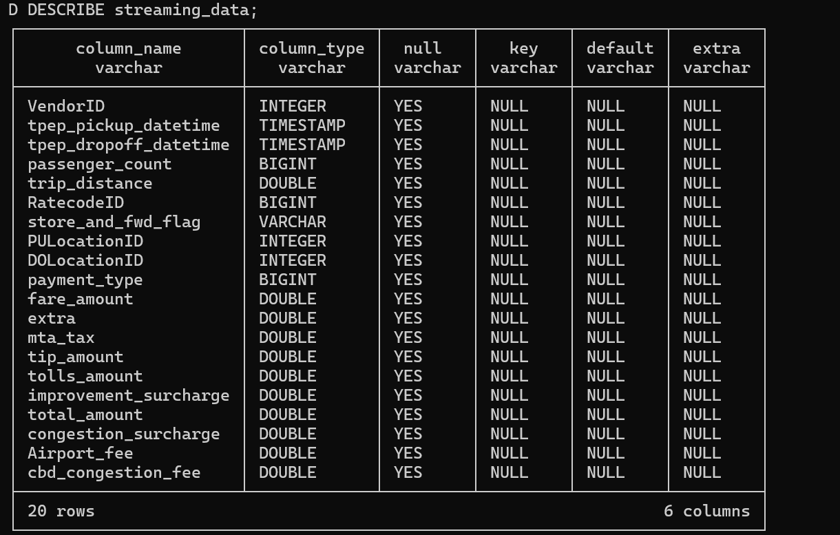 Describing DuckLake Table Structure